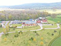 Aerial view of The Victorian Barn and surrounding grounds