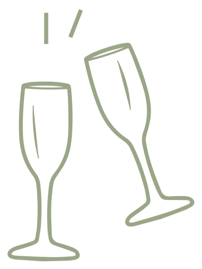 Image of champagne glasses toasting to indicate this property can be booked for groups and add the function space.