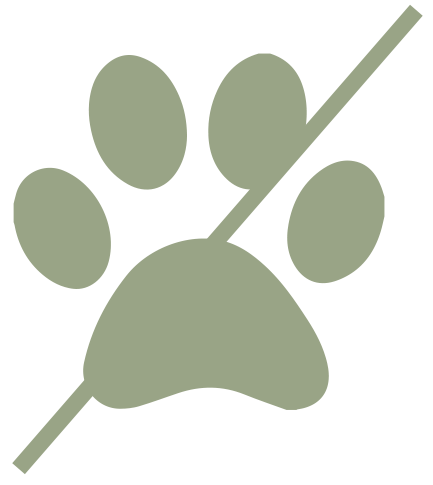 image of a paw with a strike through for no pets