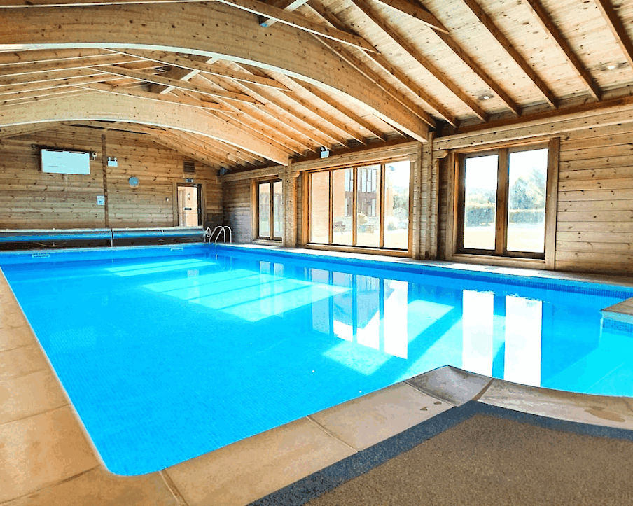 Indoor heated swimming pool at The Victorian Barn Dorset, ideal for relaxing group stays