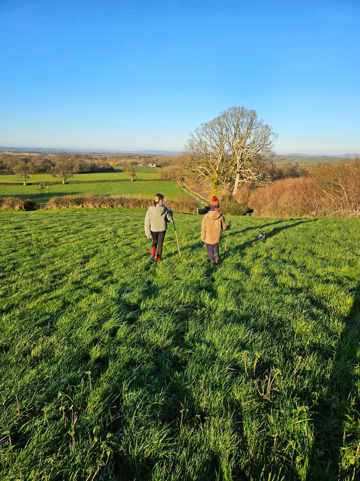 Children enjoying a countryside walk at The Victorian Barn Dorset